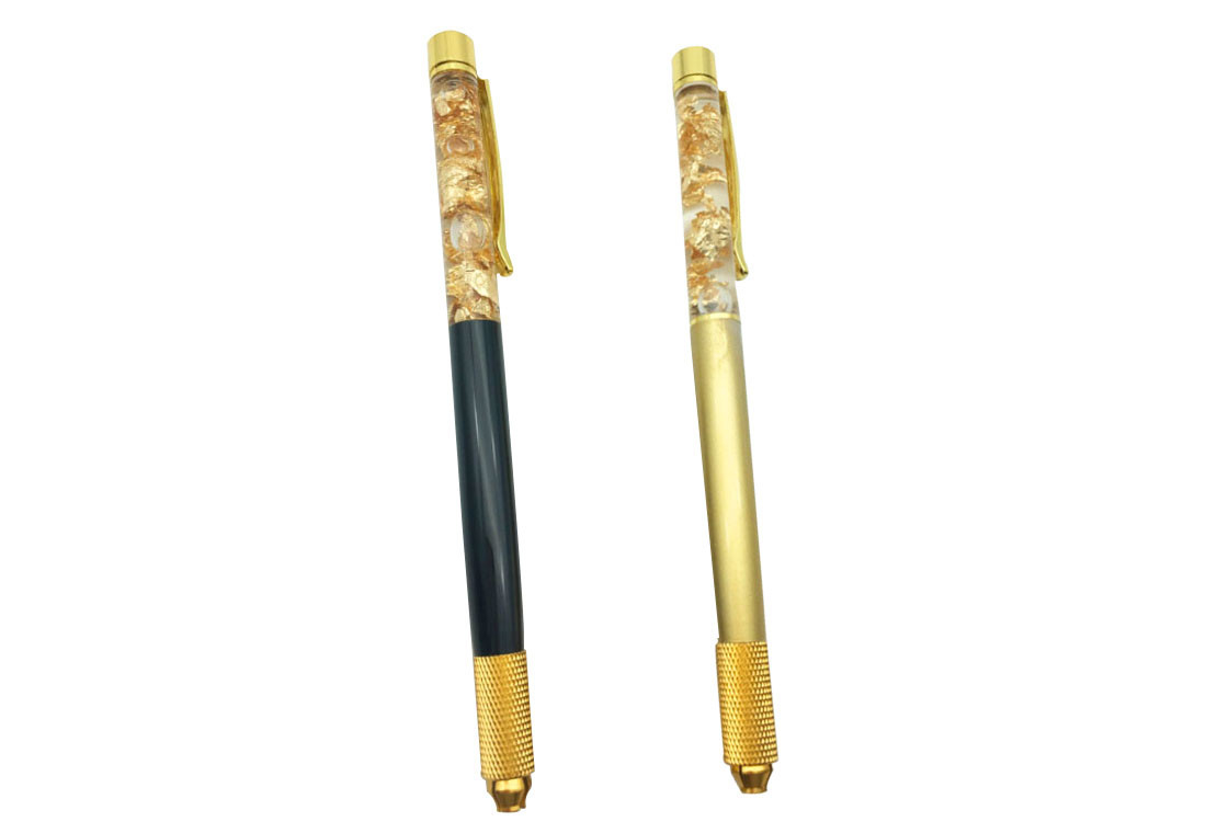 थोक गोल्डन फ़ॉइल वन साइड पेन क्रिस्टल आइब्रो टैटू पेन कम कीमत के साथ स्थायी मैनुअल टैटू पेन