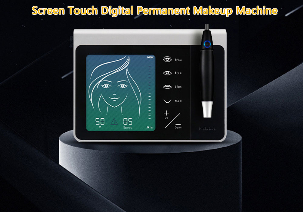 ब्लैक इलेक्ट्रिक स्क्रीन टच डिजिटल स्थायी मेकअप मशीन / कॉस्मेटिक आइब्रो टैटू किट