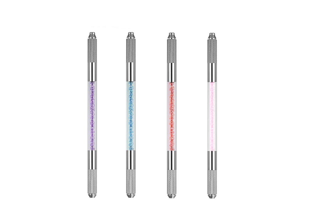 थोक मूल्य डबल-सिर वाले टैटू मैनुअल पेन क्रिस्टल एक्रिलिक माइक्रोब्लैडिंग 3 डी भौं के लिए स्थायी मेकअप पेन