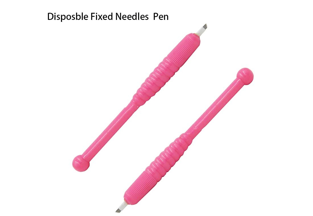 कढ़ाई धातु मैनुअल भौं टैटू पेन, गुलाबी स्थायी मेकअप टैटू पेन